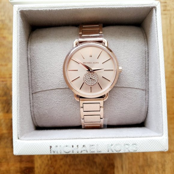 Michael Kors Women's Portia Three-Hand Rose Gold-T - Picture 3 of 10